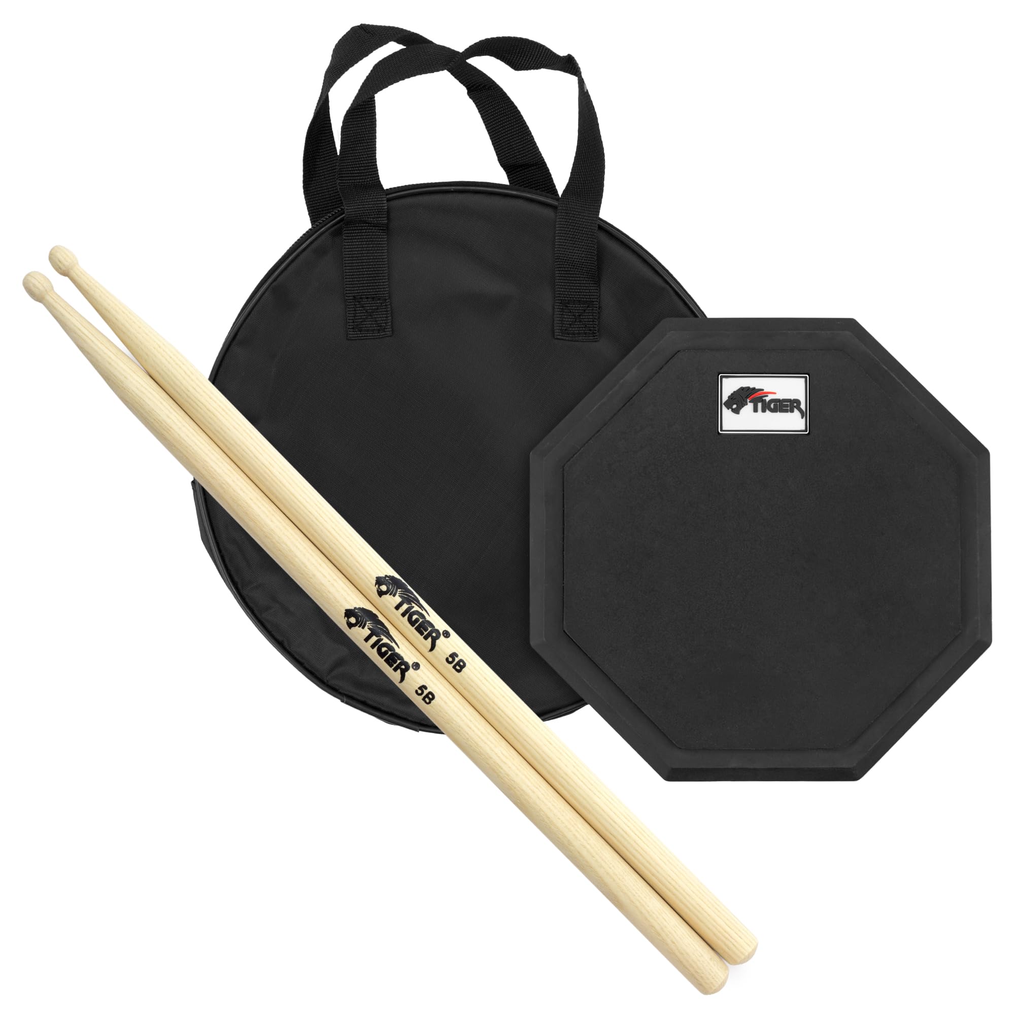 TIGER TDA4-5B Drum Practice Pad with 5B Hickory Drum Sticks