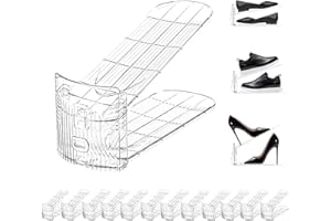 Copidrum 12 Pack Clear Shoe Slots Organizer Adjustable Shoe stackers for a pair of shoes,Shoe rack storage Shoe space saver 50% Shoe hold Shoe organizer for cloest