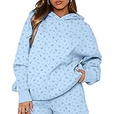 BAIGRAM Women Oversized Ditsy Floral Fleece Hoodies Snowflake Print Hooded Sweatshirt 2025 Y2K Aesthetic Fall Pullover