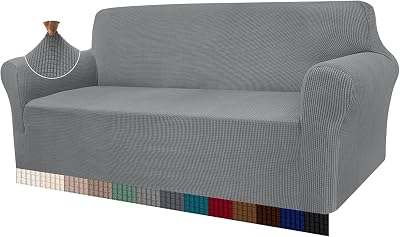 Granbest High Stretch 3 Seater Sofa Cover Light Gray Non Slip Jacquard Spandex