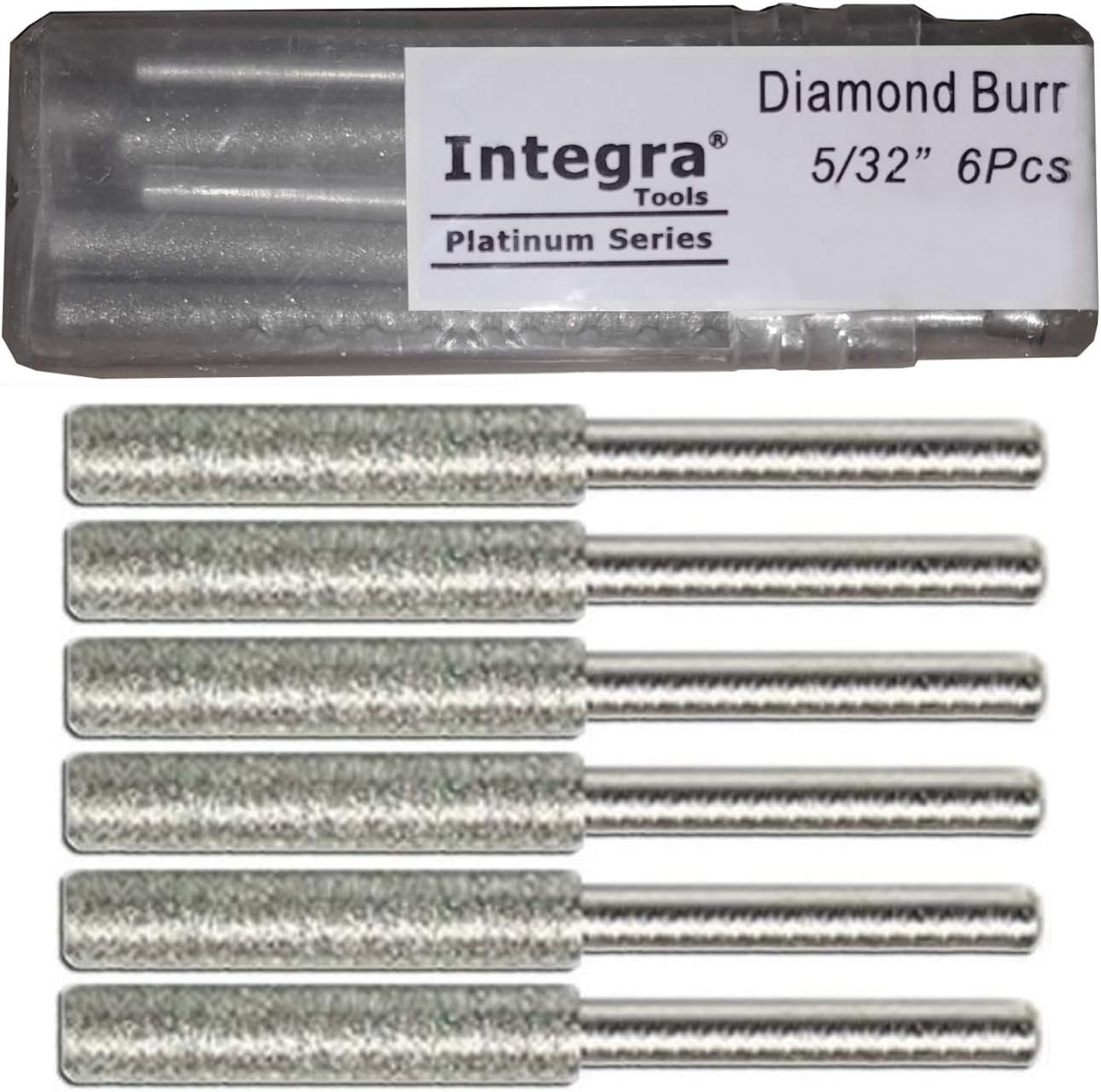 Integra Tools 5/32" Diamond Chainsaw Sharpener Burr 1/8" Shank, 6 Pack
