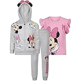 Disney Minnie Mouse Girls Hoodie, T-Shirt and Pants Set for Toddler and Big Kids