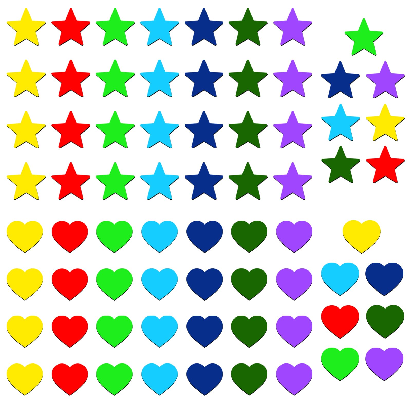Keboyoe 70 Pcs Fridge Magnets Magnetic Stars for Reward Chart Colourful Magnetic Stars Heart Magnets for Whiteboard,School,Office,Classroom,Refrigerator,Reward Chart for Kids