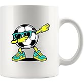 Panvola Dabbing Soccer Ball Soccer Player Gifts For Coach Sports Lover Gifts For Men Husband Boyfriend Brother Ceramic Mug 11 oz