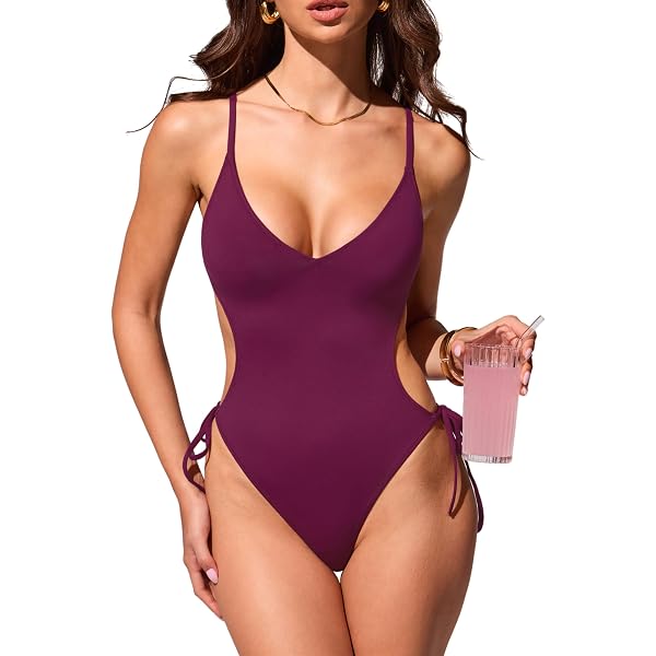 Shade & Shore Women's Crepe Belted V-Neck One Piece Swimsuit - (US