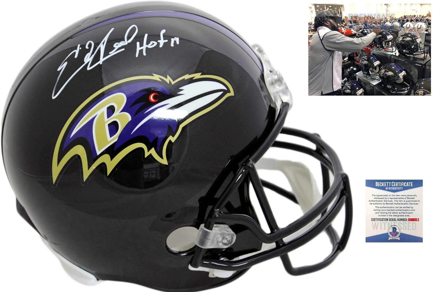 ed reed signed helmet