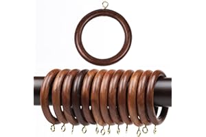 MARS EXPORTS 12 Pieces Natural Rosewood Wooden Curtain Rod Rings | 3 Inch Outer, 2.2 Inch Inner Diameter | Fits 2 Inch Rods | Heavy-Duty Drapery Rings for Curtains