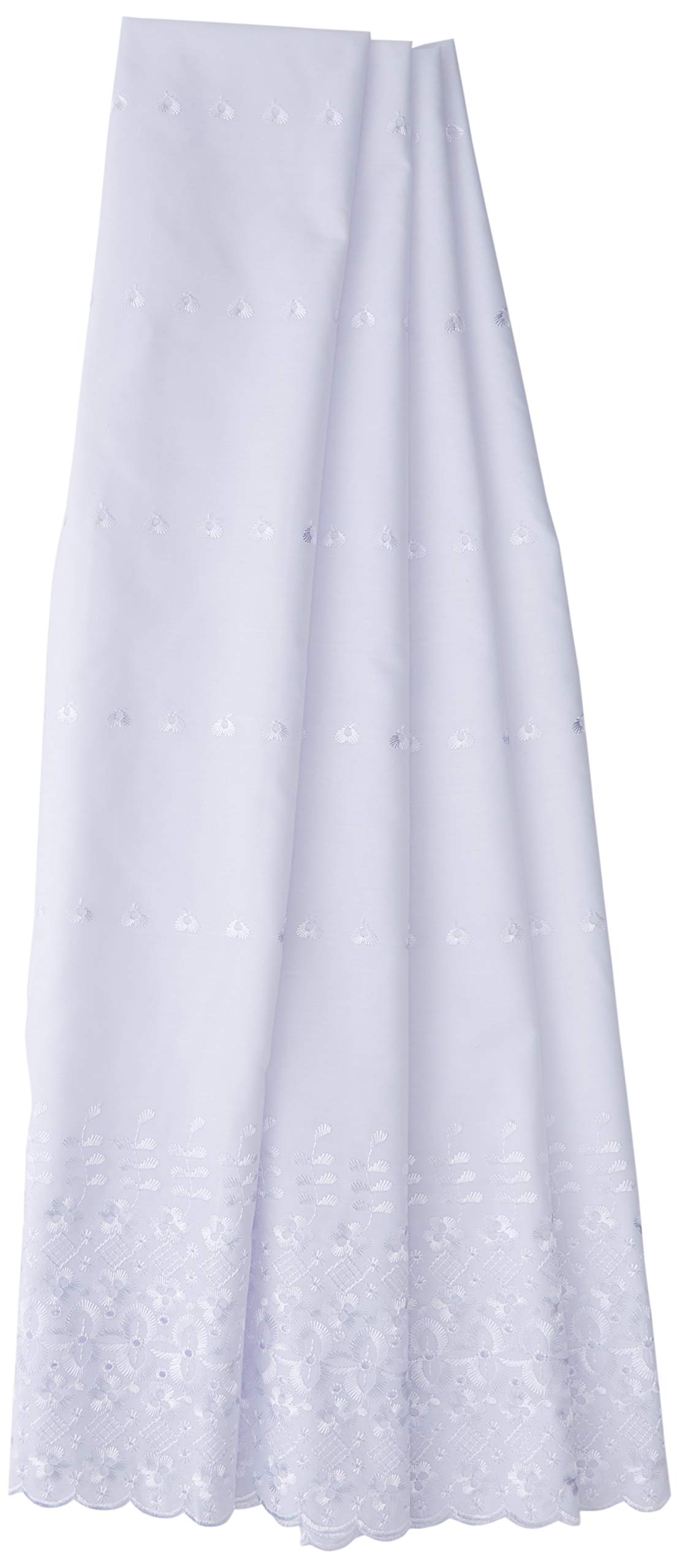 Isabella Alicia Anglaise Scallop Edge Double Border Fabric 55-Inch Wide, White