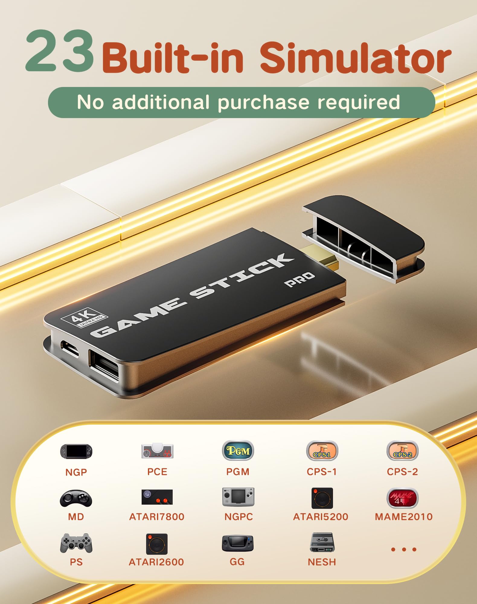 FCHOZY 2026 Upgraded Retro Gaming Console, Nostalgia Game Stick Pro, Classic Video Games with 4K HDMI, 20,000+ Games and 23 Emulators, Upgraded Dual 2.4G Wireless Controllers 64GB