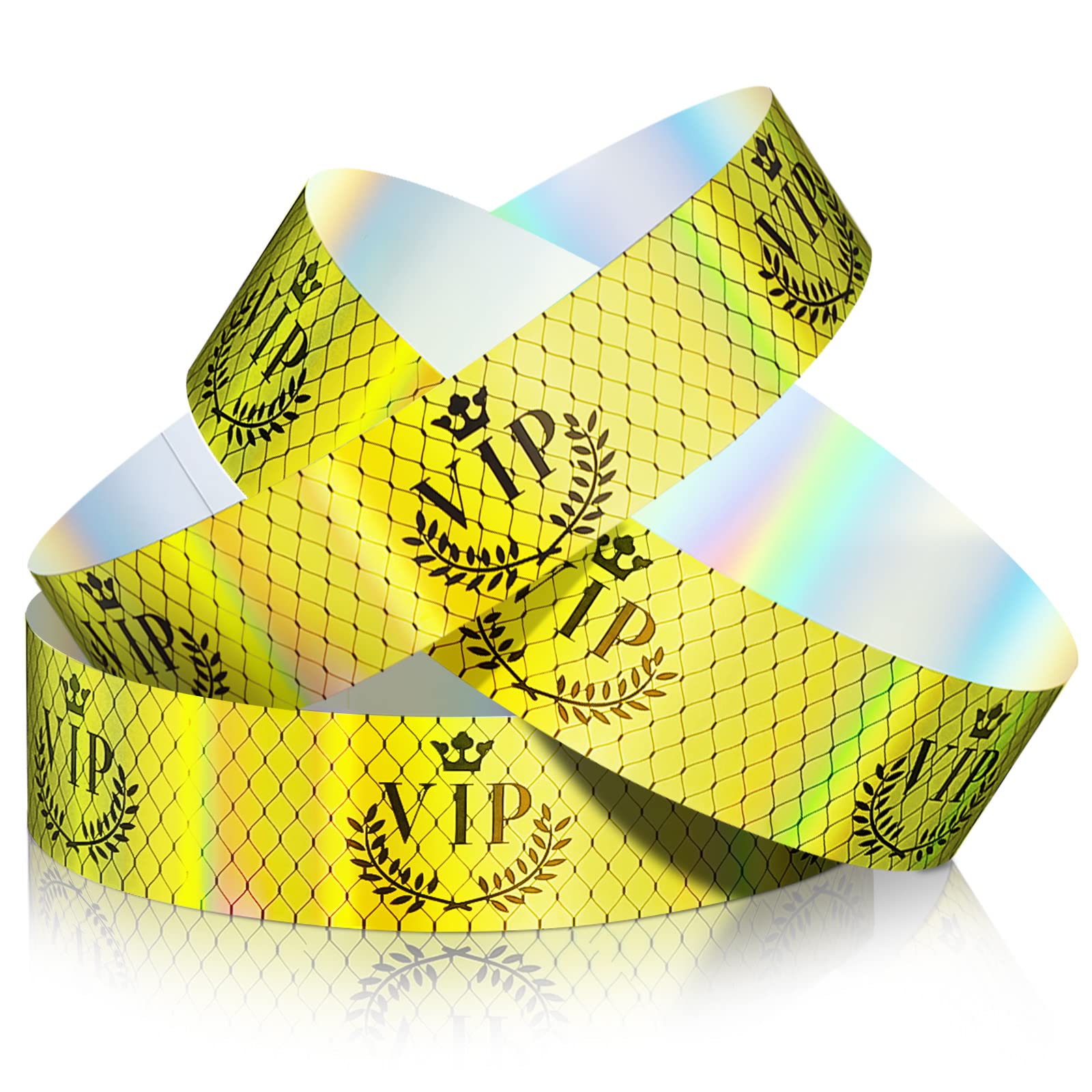 500 Pieces Paper Wristbands VIP Plastic Wristbands Waterproof Party Identification Wristbands Party Bracelets for Events Amusement Parks, Club, Concerts, Fairs, Festivals and Events (Neon Gold)