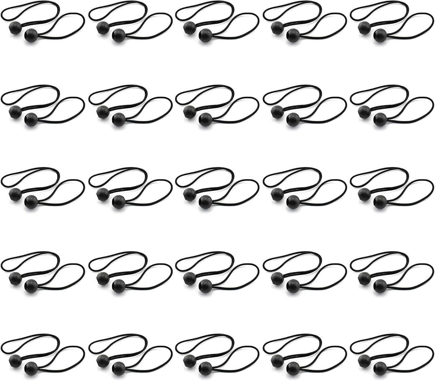 Ball Bungee Cords, Heavy Duty 6'' Ball Bungee Cord and 9 inch Elastic String Canopy Tarp Tie Down Straps Tent Fix Rope for Camping Tents Cargo 50 PCS - - 