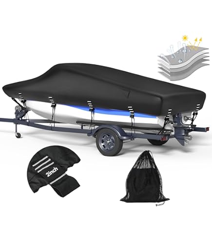 thumbnail image 2 of OutdoorLines Waterproof Boat Cover – Heavy Duty UV Resistant Cover For 12-14 Ft Boats, Black 2 of 6