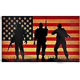 FLCHWY Veterans Day American Flag Soldier Military Flag Banner 3x5 Ft,Welcome back home Independence Day 4th of July Memorial Day Canvas Header Polyester Outdoor Decor with Brass Grommets