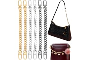 LAPOHI 6 PCS Purse Chains DIY Flat Chain Strap Extender Handle Bag Accessories Handbags Shoulder Bag Water Bottle(Classic Gold&Silver&Black)