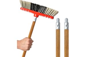 ILOT Heavy Duty Wooden Broom Handle – 59 Inch Wood Broom Stick Pole with Threaded End – Replacement Handle for Brooms, Rakes, Push Brooms & Broomball Sticks (Pack of 2)