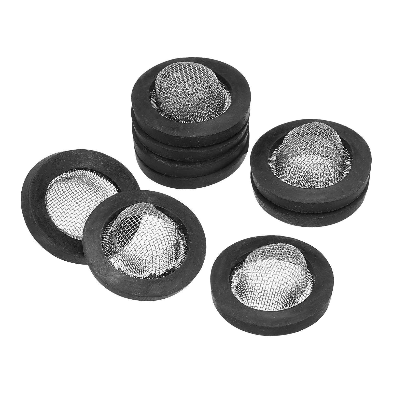 PATIKIL Rubber Flat Washers 19mm OD 10mm ID 3mm Thickness with Stainless Steel Inlet Filter, 9 Pack Gasket for Faucet Pipe Water Hose