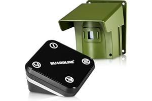 Guardline 1320 Foot Long Range Wireless Driveway Alarm [1 Motion Detector Alarm Sensor & 1 Receiver] Weatherproof Outdoor Security Alert System for Home & Property