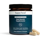 Happy Head Hair Supplement Capsules for Men &amp; Women with Biotin, Collagen, Keratin, Ashwagandha, Vitamins D, Vitamin A, &amp; Saw Palmetto, Daily Hair Care Support Formula, 1 Month Supply, 60 Capsules