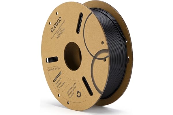 ELEGOO PLA Filament 1.75mm Black 1KG, 3D Printer Filament Dimensional Accuracy +/- 0.02mm, 1kg Cardboard Spool(2.2lbs) 3D Printing Filament Fits for Most FDM 3D Printers