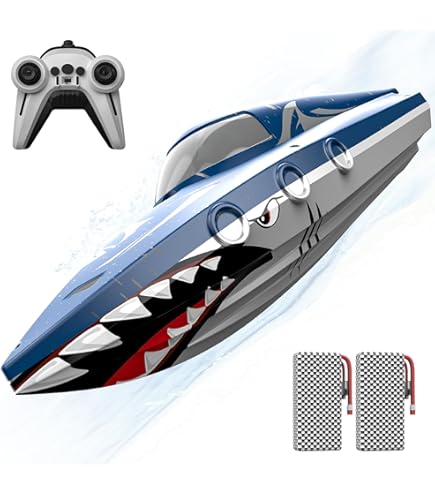 Bateau Télécommandé Requin Bateau Télécommandé OBEST Avec Caméra HD 300K - Requin LED, Appli Mobile, Batterie 1200mAh Jouet Bateau Requin