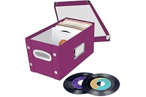 Snap-N-Store Vinyl Record Storage Box - 7"/45 RPM - 1 Pack Crate Holds up to 75 Vinyl Albums - Berry