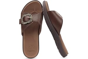 COFACE Womens Dressy Orthotic Slides Lightweight Yoga Mat Thick Cushion Recovery Walking Sandals Adjustable Slip On Slippers with Comfortable Plantar Fasciitis Arch Support