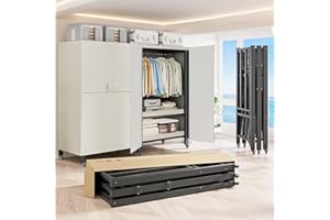 FKKPRVAX Heavy Duty Covered Clothes Rack with Magnetic Door 1500LBS Foldable Portable Wardrobe Closet for Hanging Clothing Rolling Black Metal Garment Rack on Wheels Closet System (White, 75in)