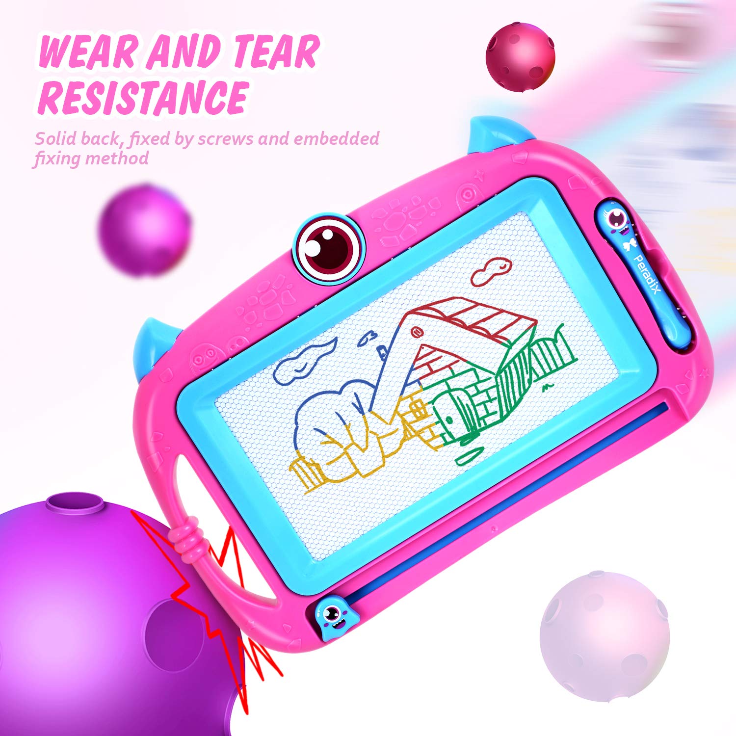 Peradix Magnetic Drawing Boards, Doodle Scribble Writing Board Colorful Pad Learning toys For Kids Children (Pink)