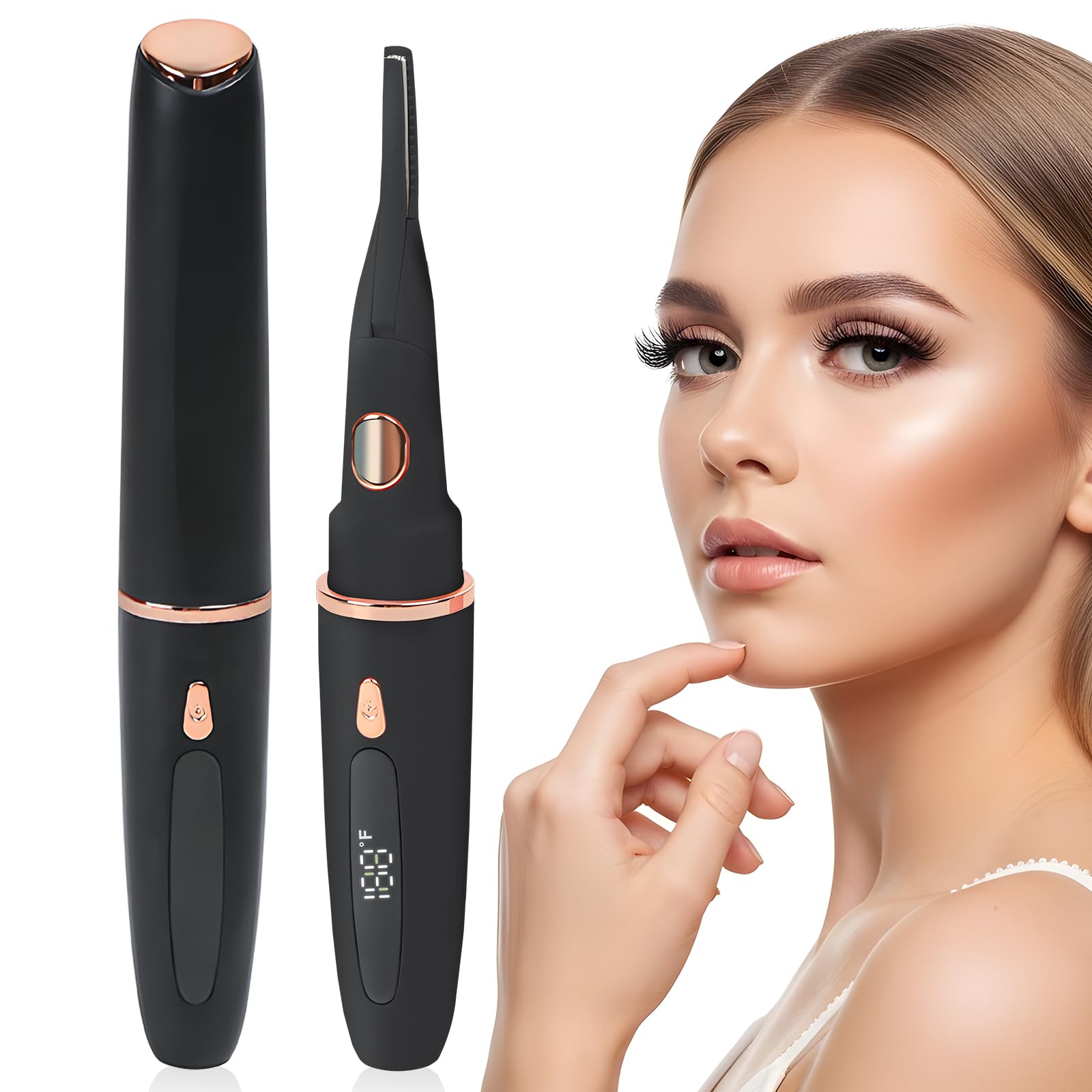 Photo 1 of USB-Rechargeable Heated Eyelash Curler with LED Display - 3 Temp Settings, Mini Design, Safe Curling for Long-Lasting Natural Lashes