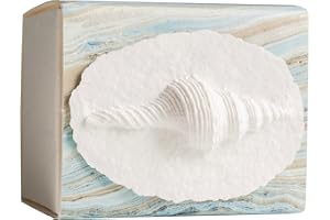 EARTH MEMORIALS The Favorite Place® Burial Biodegradable Urn Box for Human Ashes, (Small Shell in Mist Urn Box), Water Burial Urn, Urn for Cremation, Cremation Urn, (Shell onBlue/Metallic Silver Swirl) R-224