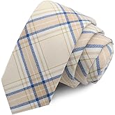 LJBFNN Plaid Ties for Men, 2.36" Mens Skinny Tie Striped Necktie for Office Wedding Party School Formal Casual