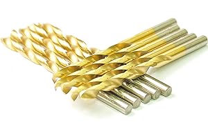 DRILLFORCE HSS Jobber Length 10 PCS,7/32" x 3-3/4"Titanium Coated Twist Drill Bits, Metal Drill, Ideal for Drilling on mild Steel, Copper, Aluminum, Zinc Alloy etc. Pack in Plastic Bag (7/32)