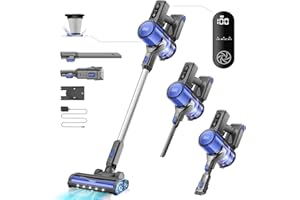 Gevi Cordless Vacuum Cleaner for Home, Stick Vacuum with Powerful Suction Design, LED Display, Long Runtime Detachable Battery, Deep Clean for Hard Floor Carpet [2024 Upgraded]