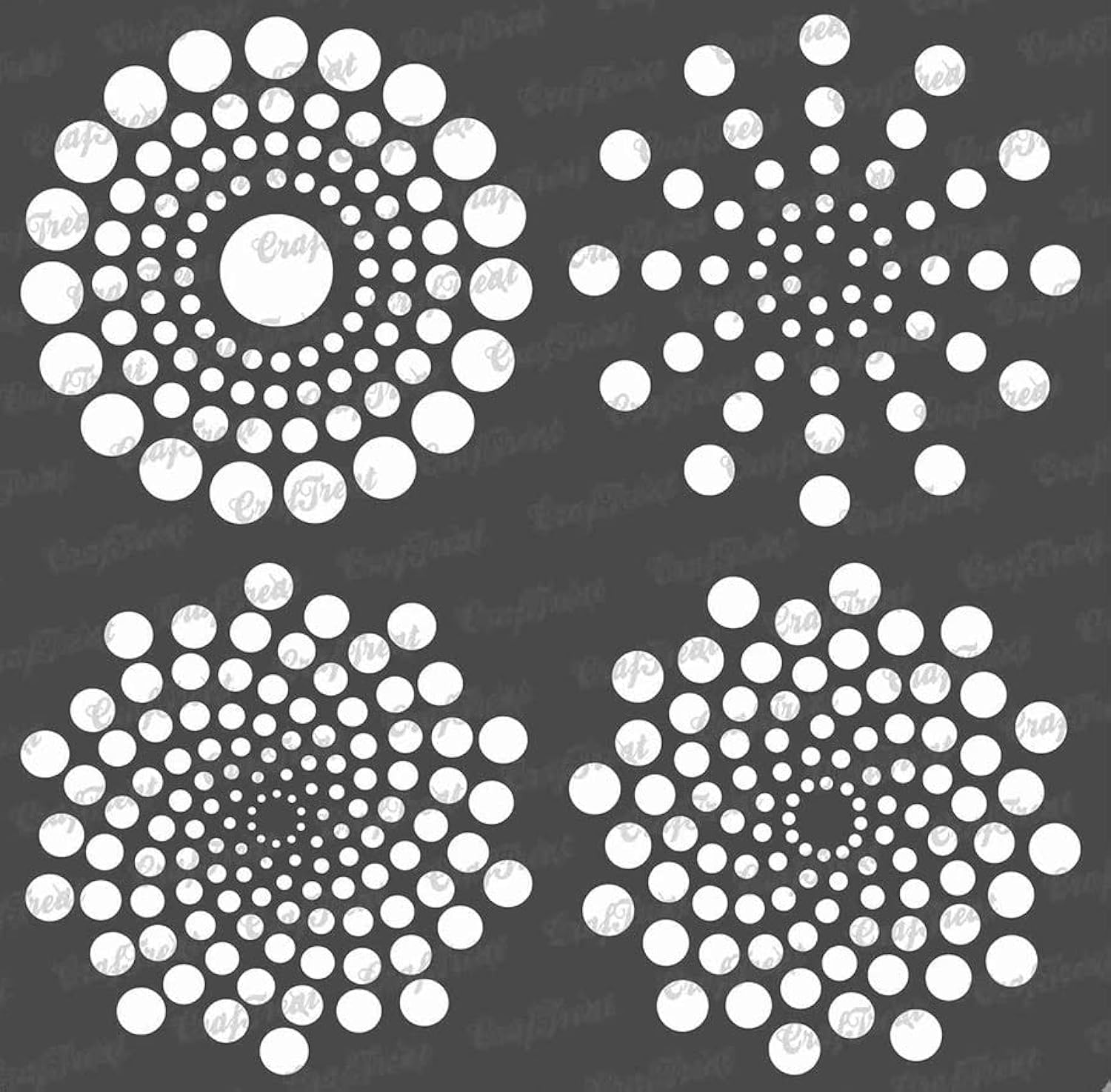 CrafTreat Reusable Dot Mandala Stencils 6x6 Inch for Painting on Wood, Canvas, Paper, Fabric, Floor, Wall and Tile - Dot Mandala Basics - DIY Art and Craft Stencils - Dots Spiral Stencil