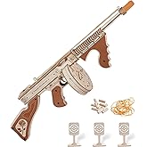 ROKR 3D Wooden Puzzles for Adults 275pcs Submachine Shooter Rubber Bands Wood Crafts DIY Building Model Kits Assembly Puzzle 