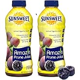Sunsweet Amazin Prune Juice - Unsweetened - Low Fat - 100% Juice Rich in Fiber & Minerals - 2 Pack