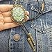 SELOVO Mens Bolo Tie Genuine Leather Green Big Stone Copper Tone
