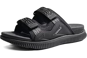 KuaiLu Mens Orthotic Sandals Athletic Thick Cushion Recovery Sport Slides Adjustable Strap Open Toe Walking Sandles With Comfortable Plantar Fasciitis Arch Support