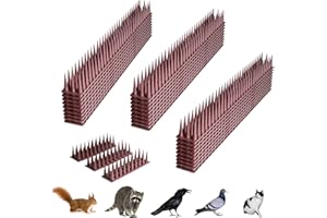 PESTMENTOR Bird Spikes, 24 Packs Pigeon Detterrent Spikes Outside, Spike to Keep Birds Away, Raccoon Cat Squirrel Detterrent, Plastic Bird Spike for Patio Roof Fence Window Nest, Brown