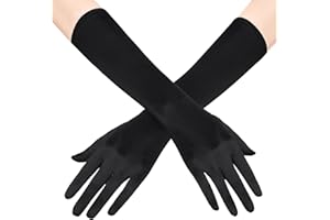 BABEYOND Long Opera Party 20s Satin Gloves Stretchy Adult Size Elbow Length 15 Inches