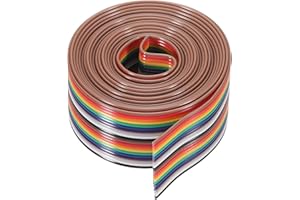 Generic 1 Pcs 20 Pin Flat Rainbow Ribbon Cable 6.6 Ft 1.27mm Pitch Breadboard Jumper Wires for Electronic Projects