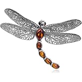 Ian and Valeri Co. Amber Sterling Silver Large Dragonfly Pendant