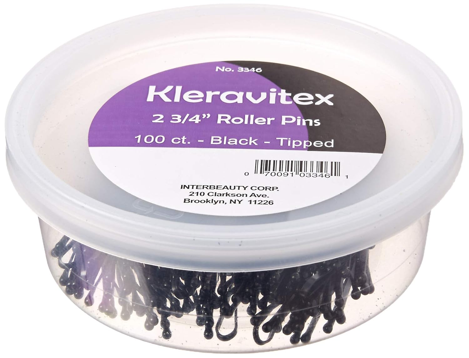 Kleravitex 2.75" Jumbo Bobby Hair Pins Black Tipped Flat Style. Perfect For Rollers - 100 pieces Tub Made in USA : Beauty