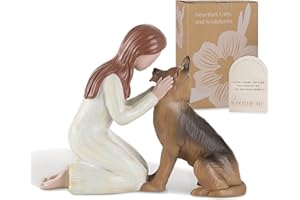 Storieme German Shepherd Gifts for Women: Pet Loss Sympathy Bereavement Remembrance Memorial Gift Angel of Friendship Black Dog Figurines for Dogs Lovers (5.4" x 4.3")