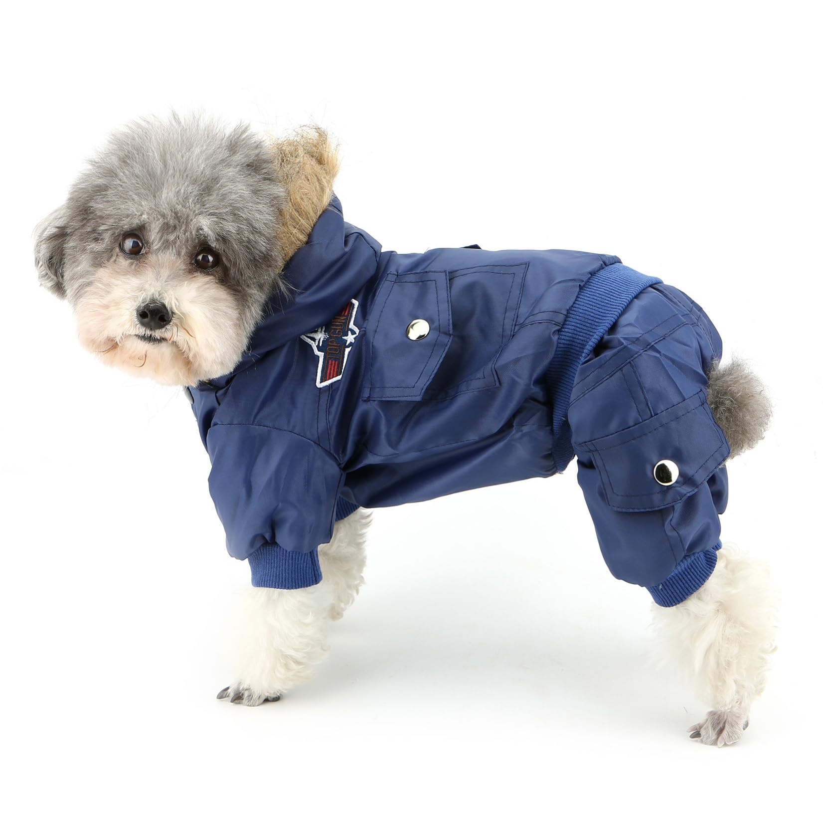 Zunea Padded Waterproof Small Dog Cat Winter Jumpsuit Pet Puppy Jacket Coat Fleece Warm Snowsuit Airman Chihuahua Yorkie Overalls Outfits Clothes Apparel Blue XL