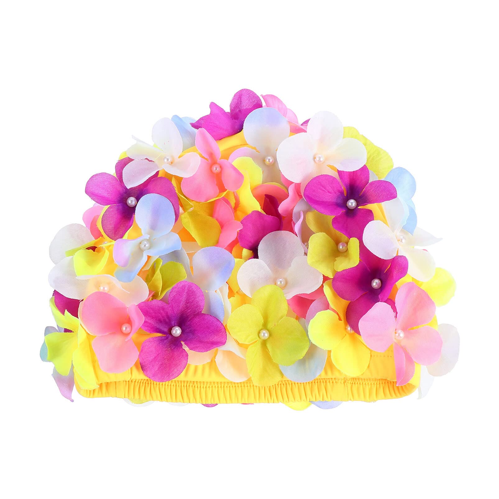 BESPORTBLE Petal Bathing Caps, Petal Retro Swim Caps Bathing Caps for Women & Ladies, Flower Long Hair Care Bath Cap Hat Breathable Casual Sports Swimming Hat for Women