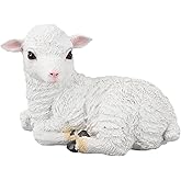 Kukyller Sheep Statue, Lamb Shape Figurine Resin Garden Sculpture Lamb Animals Ornament for Garden Indoor Outdoor Yard Home Decoration (Lying)