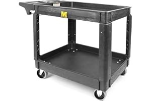 MaxWorks 80855 500-lb Utility Service PP Cart With Two Trays and Wheels 30 Inch X 16 Inch Overall Dimensions