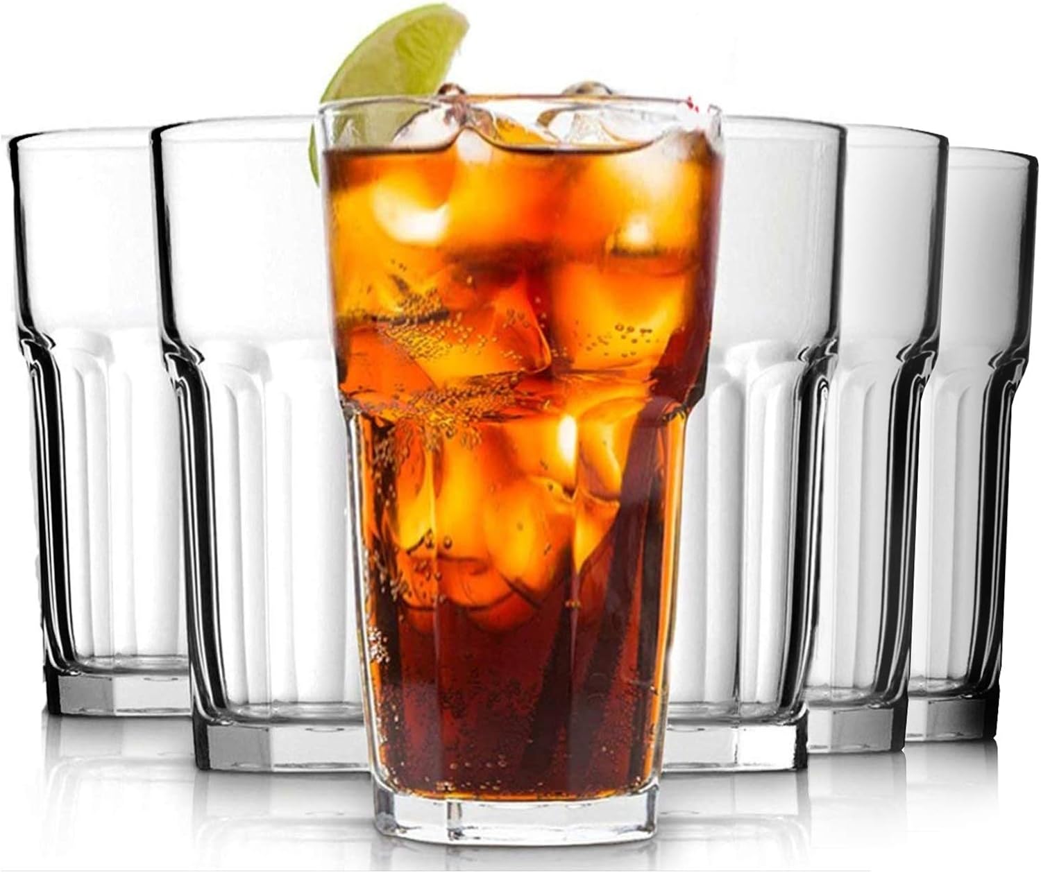 Drinking Glasses Set of 612oz Tumbler Highball Glasses Clear Iced