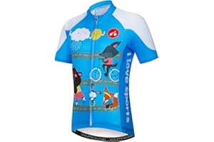 Weimostar Kids Cycling Jersey Short Sleeve Cartoon Road Mountain Bike Top